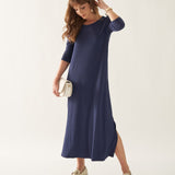 Vestido em Malha Leve com Fenda Lateral