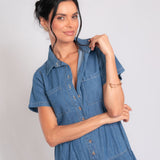 Vestido Jeans Marias manga curta claro