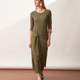 Vestido Longo em Malha com Amarração