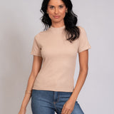 Blusa em Malha Canelada com Gola Ribana