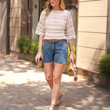 Shorts Jeans Mom com Fenda Lateral