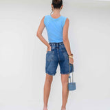 Bermuda Jeans com Elástico no Cós