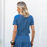 Blusa jeans manga curta