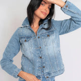 Jaqueta Jeans Tradicional com Pérolas