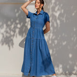 Vestido Jeans Marias manga curta claro