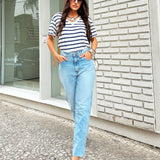 Calça Mom barra a fio