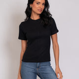 Blusa em Malha Canelada com Gola Ribana