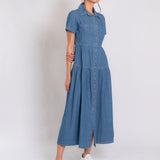 Vestido Jeans Marias manga curta claro