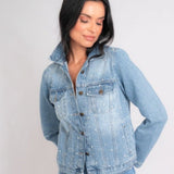 Jaqueta Jeans Tradicional com Pérolas