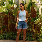 Shorts Mom com Barra Dobrada e Pence