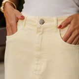 Saia Midi em Sarja Fendas Laterais