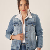 Jaqueta Jeans Tradicional com Pérolas