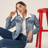 Jaqueta Jeans Tradicional com Pérolas