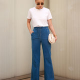 Calça Wide Leg com Elástico e Amarração