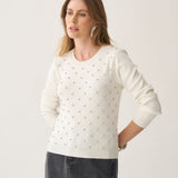 Blusa Cropped de Tricô com Pedraria