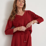 Conjunto Malha Blusa Barra Larga