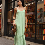 Vestido longo alças macramê