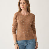 Blusa Cropped de Tricô com Pedraria