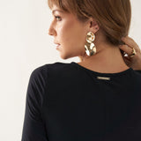 Vestido em Malha Leve com Fenda Lateral