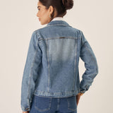 Jaqueta Jeans Tradicional com Pérolas