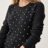 Blusa Cropped de Tricô com Pedraria