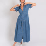 Vestido Jeans Marias manga curta claro