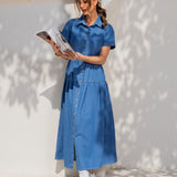 Vestido Jeans Marias manga curta claro